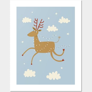 Flying Reindeer Posters and Art